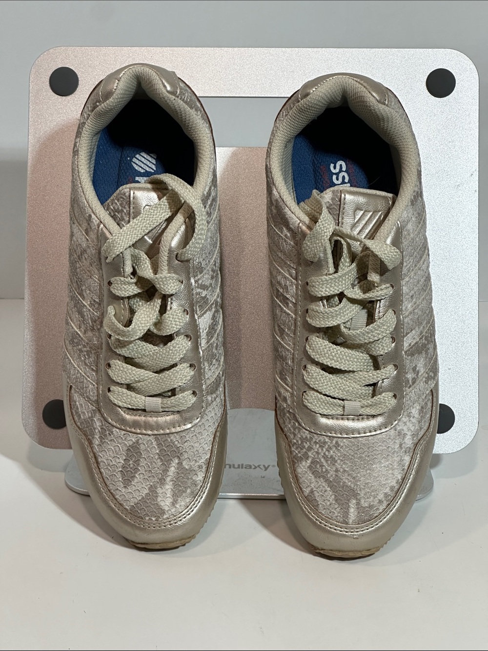 K-Swiss Women's Metallic Silver Snakeskin Leather Sneakers